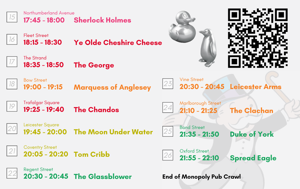 Monopoly Pub Crawl card - back